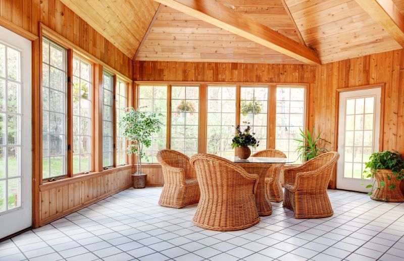 Cozy Sunroom with Wooden Accents